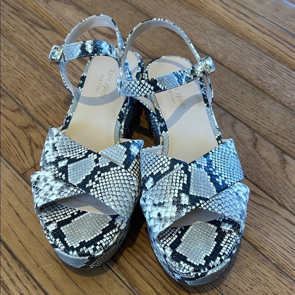 Kate Spade Black and White Snakeskin Sandals